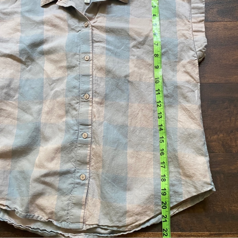 Lucky brand linen blend plaid button down muscle shirt collared size S - Picture 7 of 7